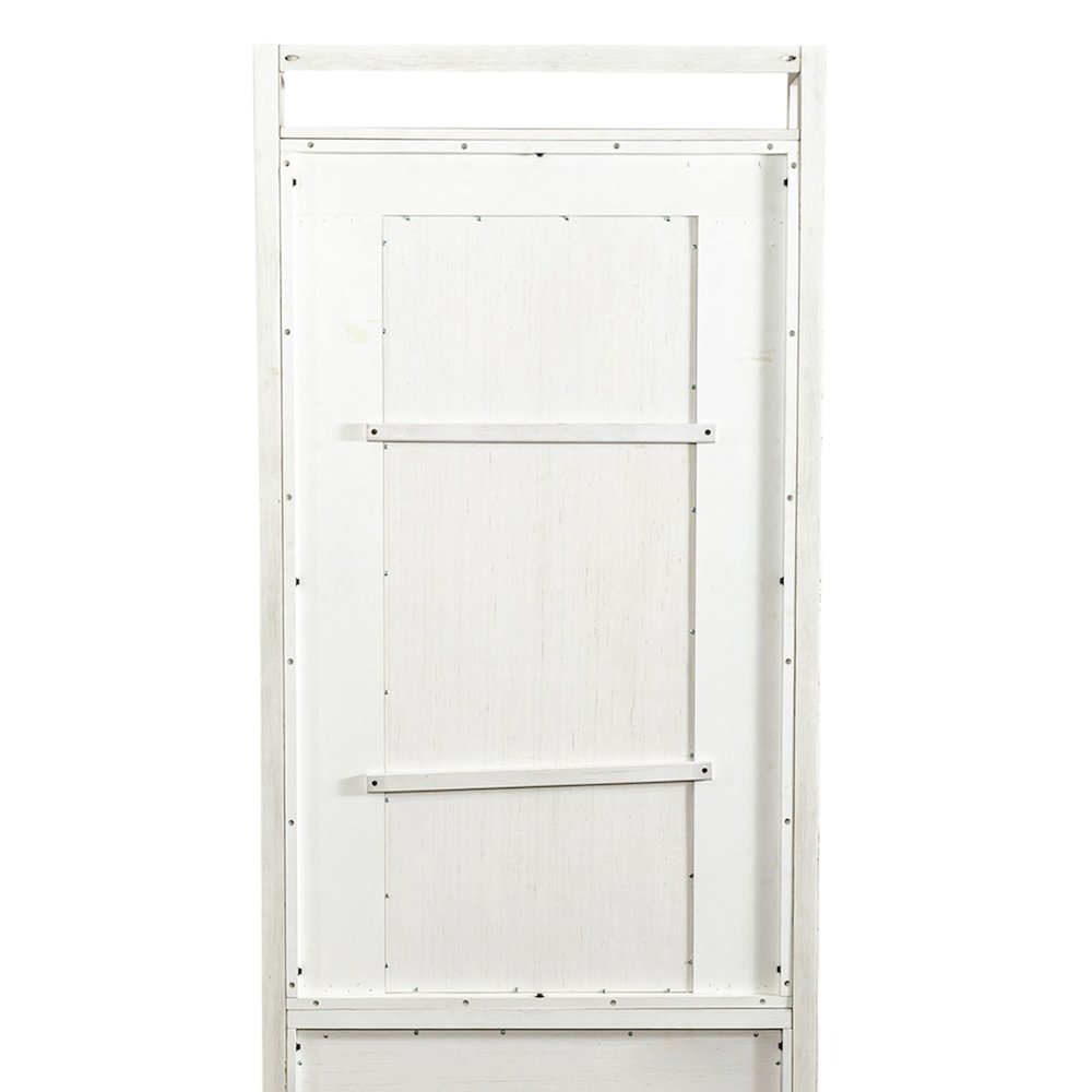 2 Pc Hall Tree Set with Oak Framed Mirror and Storage Drawer - Distressed White