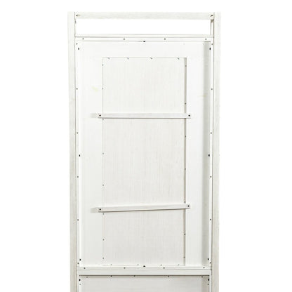 2 Pc Hall Tree Set with Oak Framed Mirror and Storage Drawer - Distressed White