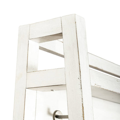 2 Pc Hall Tree Set with Oak Framed Mirror and Storage Drawer - Distressed White