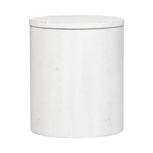 Modern Farmhouse Drum End Table in Flea Market White w/ Heavy Distressing