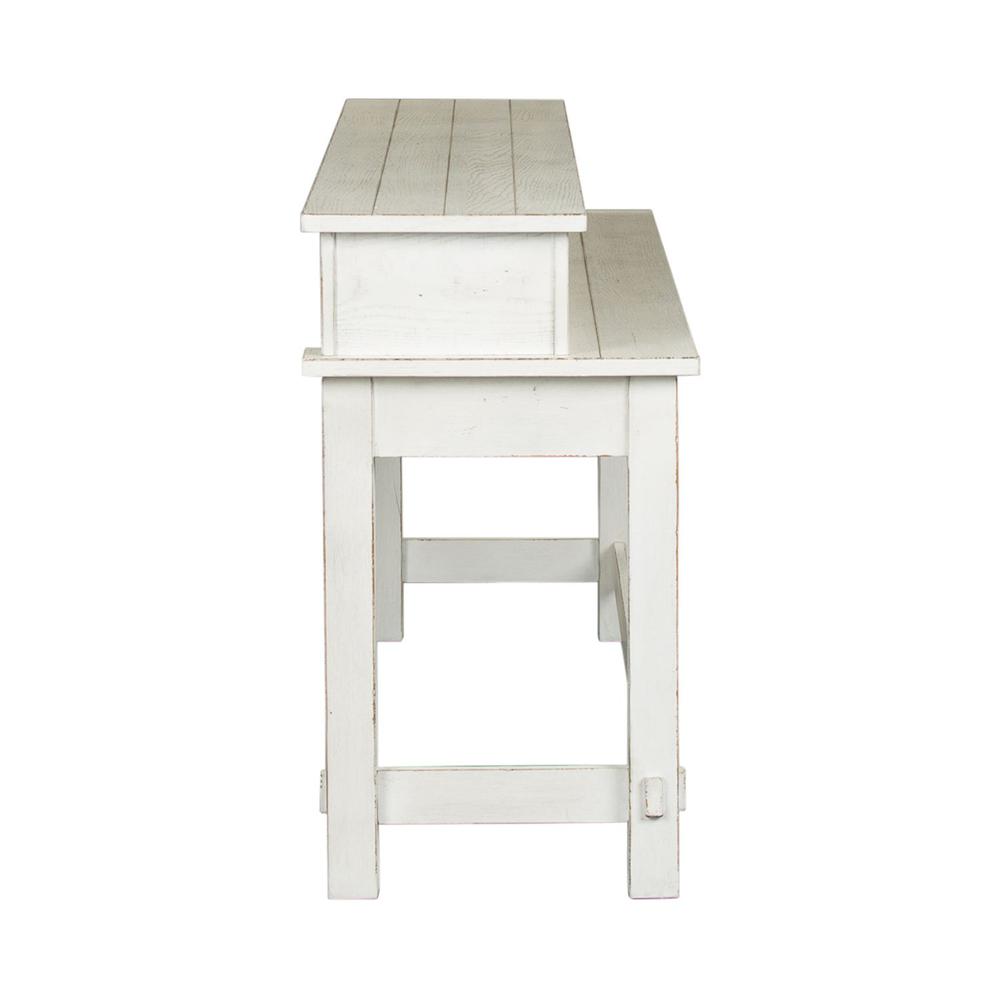 Modern Farmhouse Console Bar Table in Flea Market White w/ Heavy Distressing