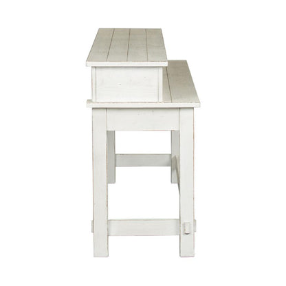 Modern Farmhouse Console Bar Table in Flea Market White w/ Heavy Distressing