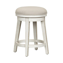 Modern Farmhouse Console Swivel Stool in Flea Market White w/ Heavy Distressing