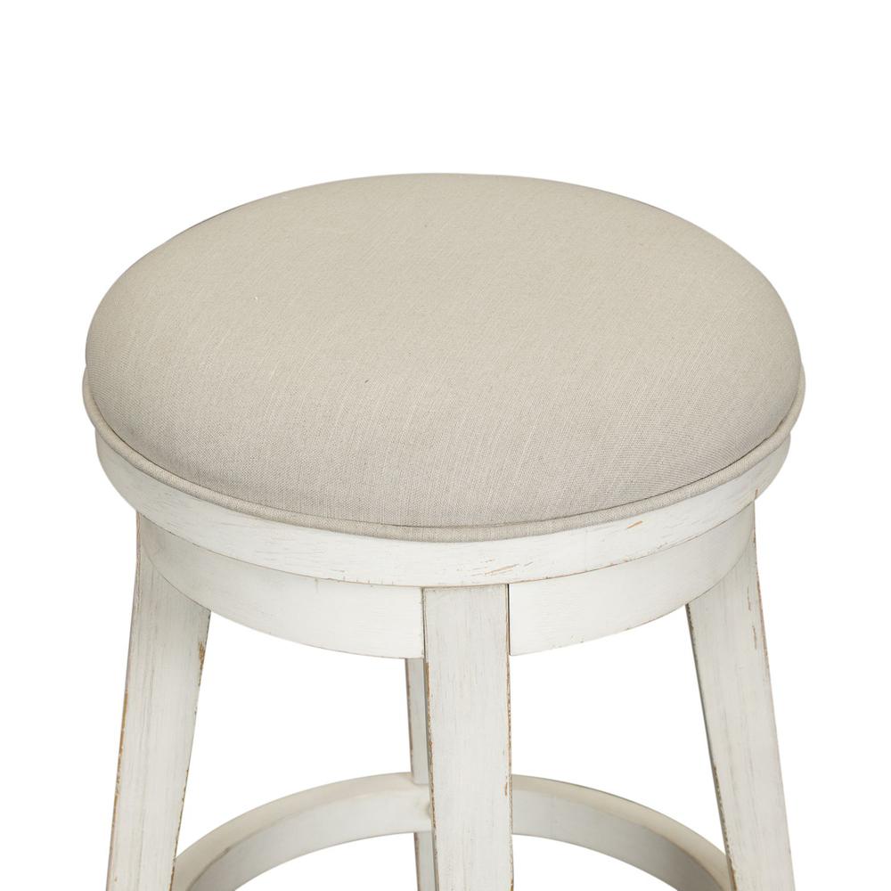 Modern Farmhouse Console Swivel Stool in Flea Market White w/ Heavy Distressing