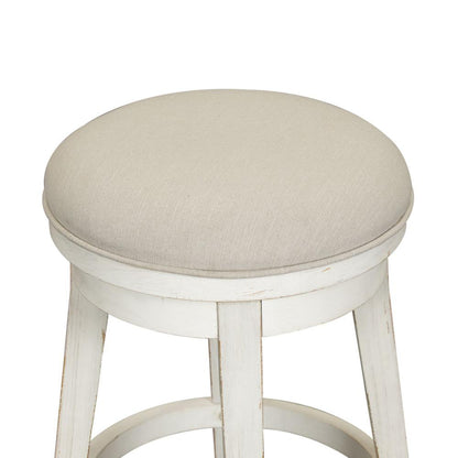 Modern Farmhouse Console Swivel Stool in Flea Market White w/ Heavy Distressing