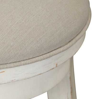 Modern Farmhouse Console Swivel Stool in Flea Market White w/ Heavy Distressing