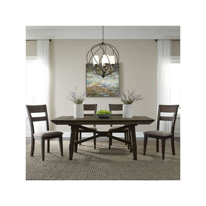 Double Bridge 5 Piece Trestle Table Set in Dark Chestnut