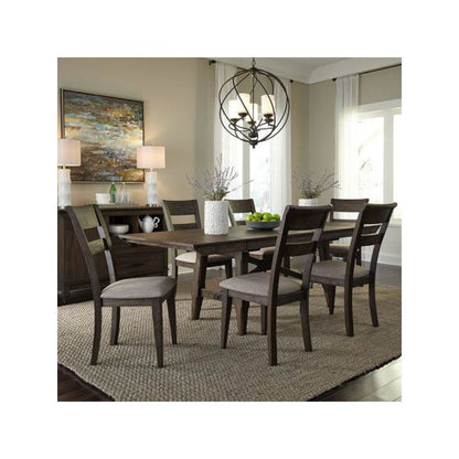 Double Bridge 7 Piece Trestle Table Set in Dark Chestnut
