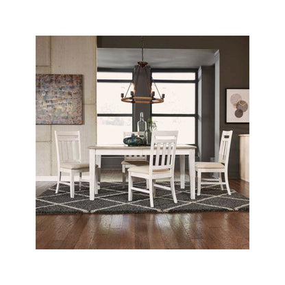5 Piece Rectangular Table Set Soft White Wash w/ Wirebrushed Gray Top