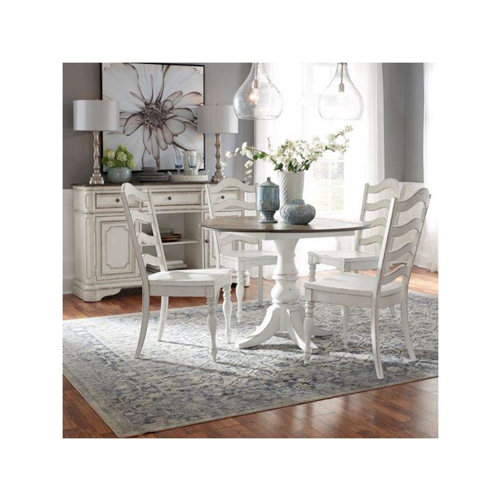 5 Piece Drop Leaf Table Dining Room Set with 4 Ladder Back Side Chairs