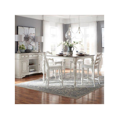 5 Piece Counter Height Table Dining Room Set with 4 Ladder Back Counter Chairs