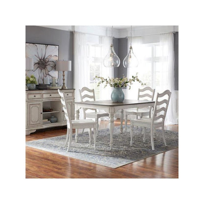 5 Piece Leg Table Dining Room Set with 4 Ladder Back Chairs