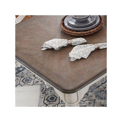 5 Piece Leg Table Dining Set with 4 Back Chairs - Antique White & Weathered Bark