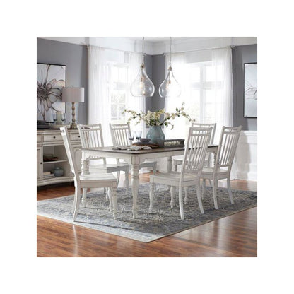 7 Piece Leg Table Dining Room Set with 6 Spindle Back Chairs