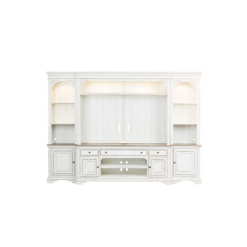 Magnolia Manor Entertainment Center with Piers in Antique White