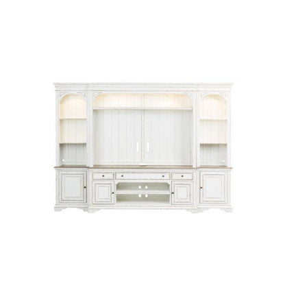 Magnolia Manor Entertainment Center with Piers in Antique White