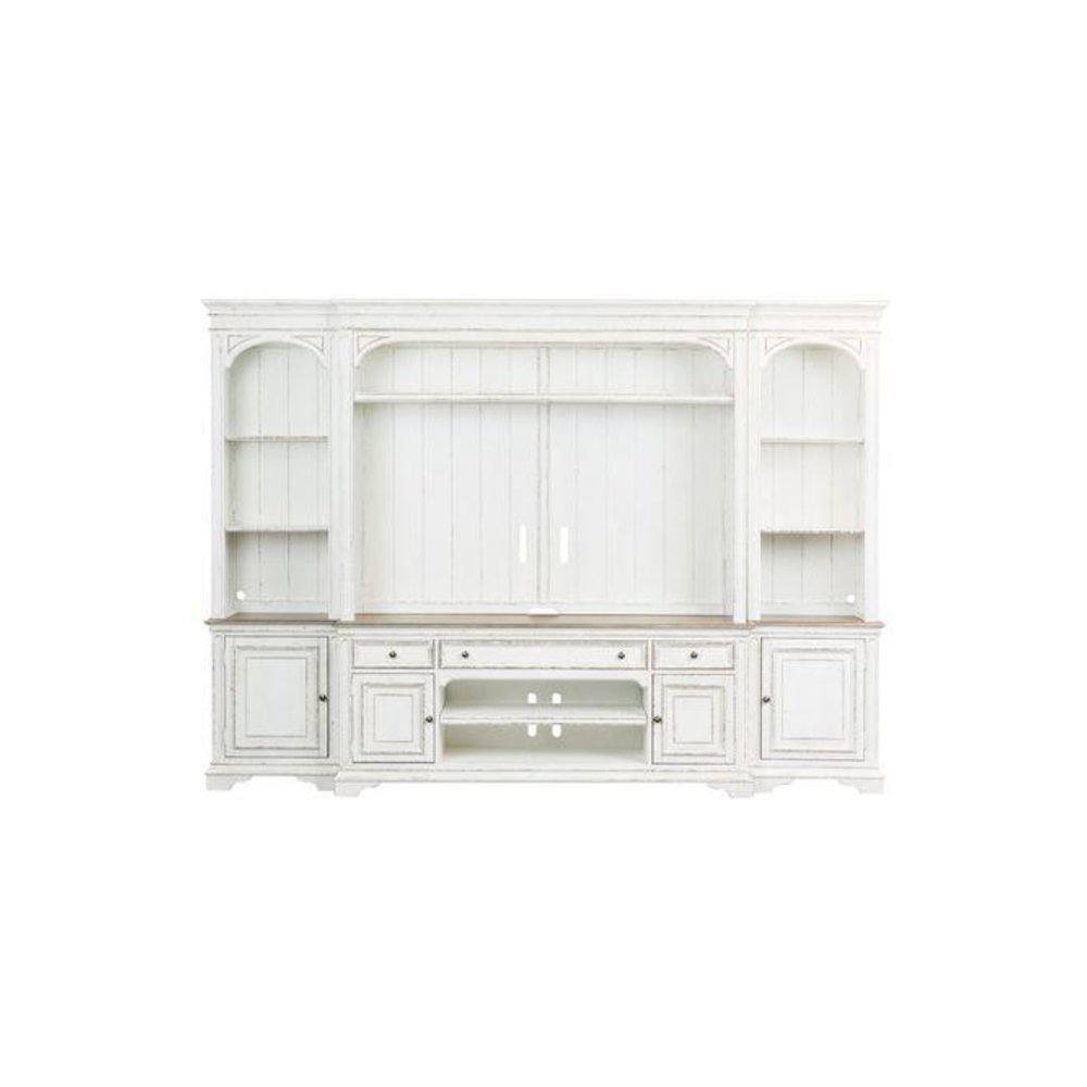 Magnolia Manor Entertainment Center with Piers in Antique White