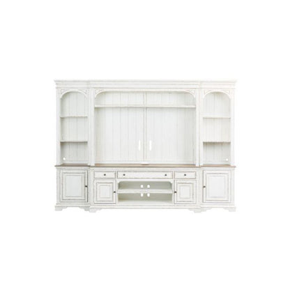 Magnolia Manor Entertainment Center with Piers in Antique White