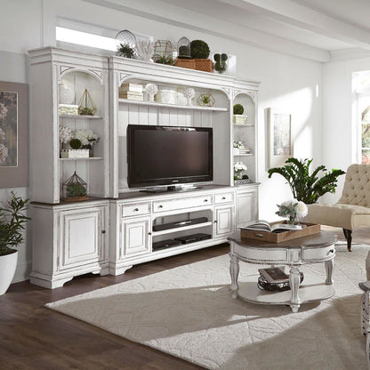 Magnolia Manor Entertainment Center with Piers in Antique White