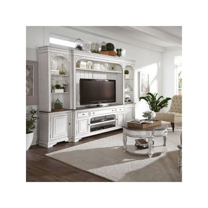 Magnolia Manor Entertainment Center with Piers in Antique White