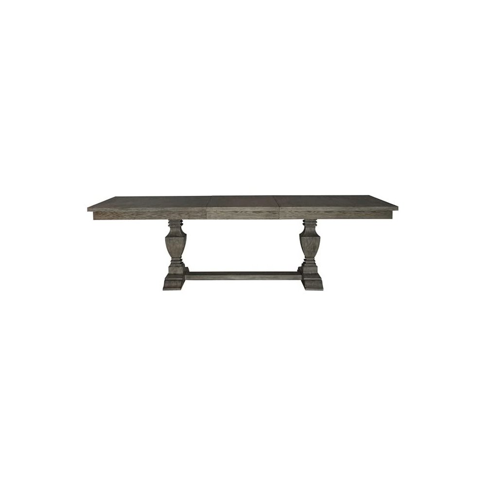 Trestle Table Set in Rubberwood & Poplar Solids w/ Split Heart White Oak Veneers