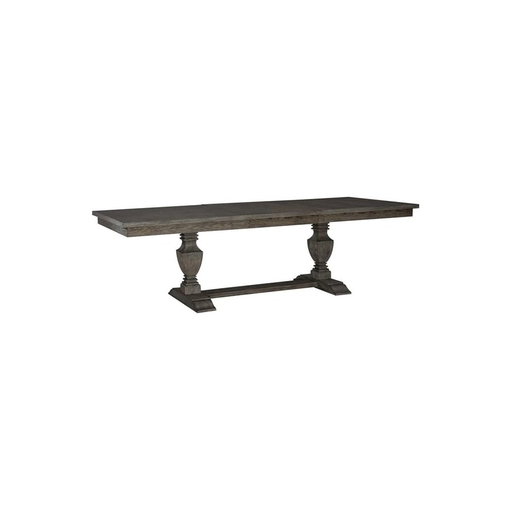 Trestle Table Set in Rubberwood & Poplar Solids w/ Split Heart White Oak Veneers