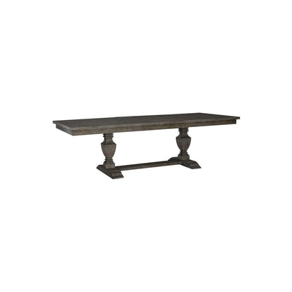 Trestle Table Set in Rubberwood & Poplar Solids w/ Split Heart White Oak Veneers