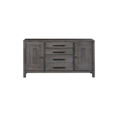 Modern Farmhouse Credenza in Dusty Charcoal w/ Heavy Distressing