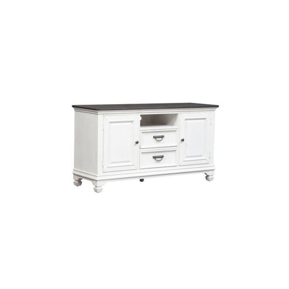 Allyson Park 56 Inch TV Console in Wirebrushed White w/ Charcoal Top