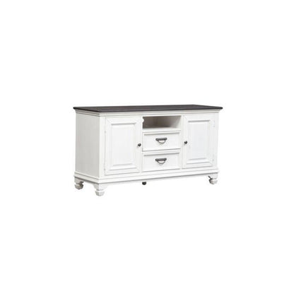 Allyson Park 56 Inch TV Console in Wirebrushed White w/ Charcoal Top