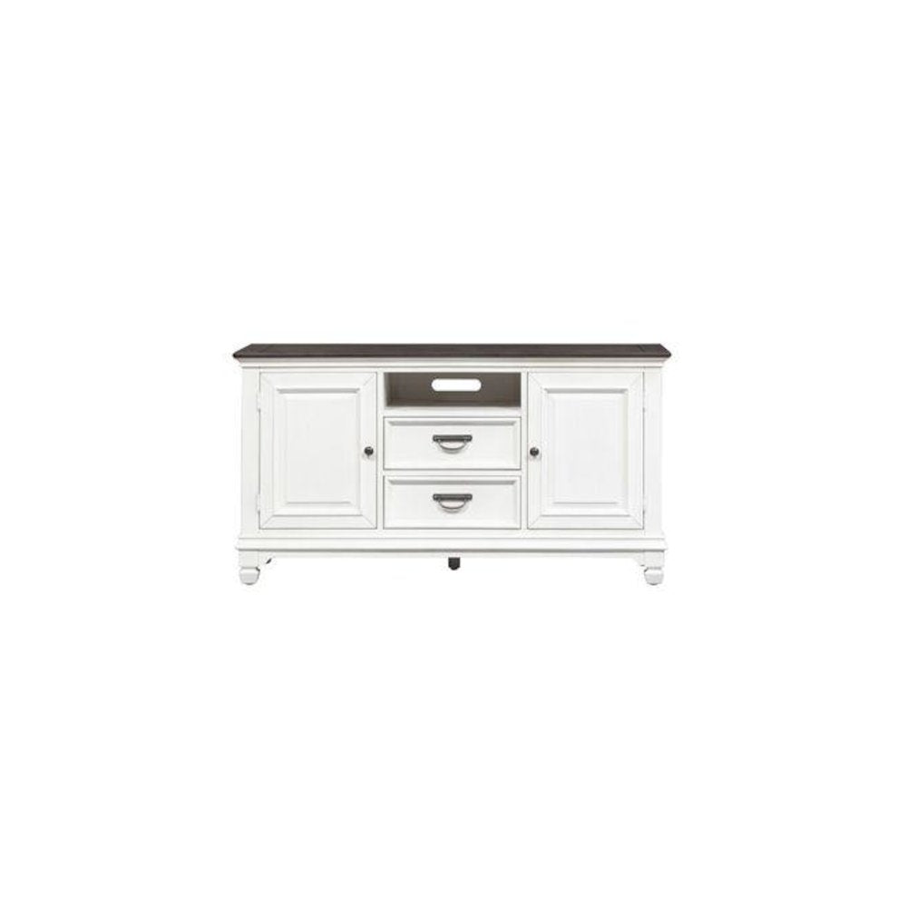 Allyson Park 56 Inch TV Console in Wirebrushed White w/ Charcoal Top