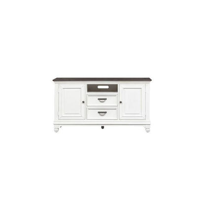 Allyson Park 56 Inch TV Console in Wirebrushed White w/ Charcoal Top
