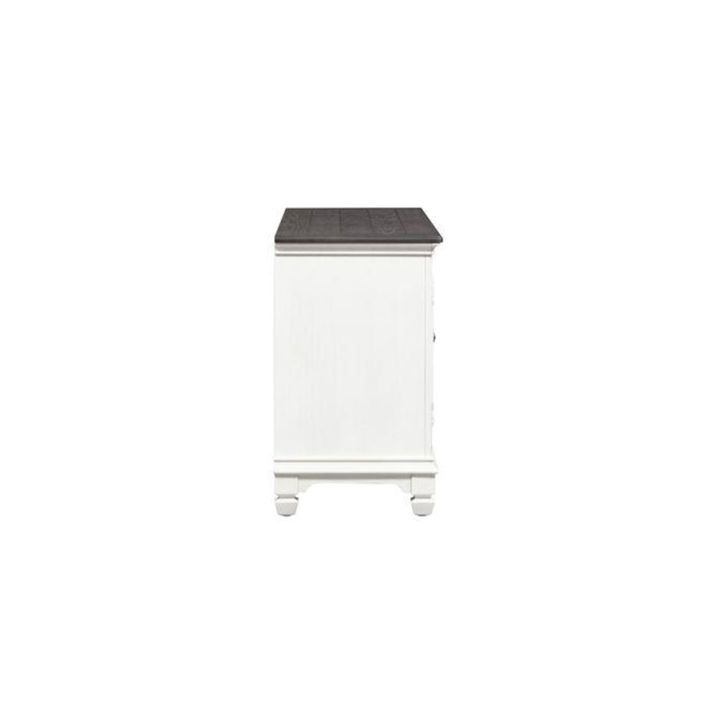 Allyson Park 56 Inch TV Console in Wirebrushed White w/ Charcoal Top