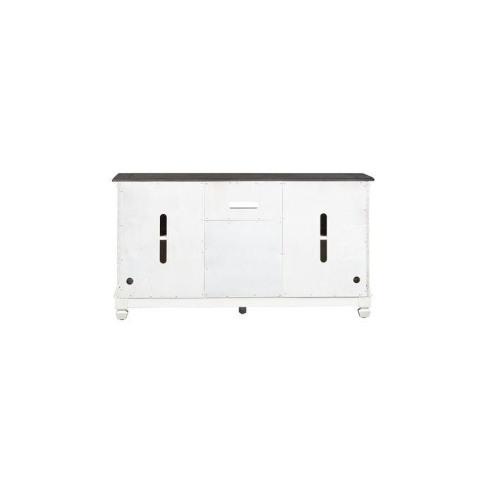Allyson Park 56 Inch TV Console in Wirebrushed White w/ Charcoal Top