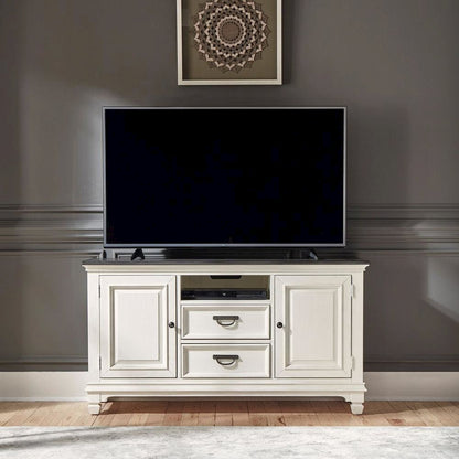 Allyson Park 56 Inch TV Console in Wirebrushed White w/ Charcoal Top