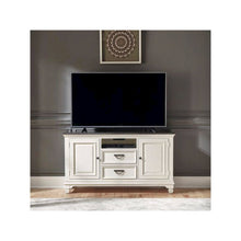 Allyson Park 56 Inch TV Console in Wirebrushed White w/ Charcoal Top
