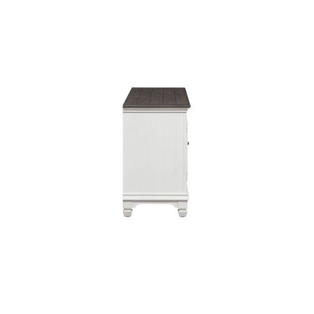 Allyson Park 66 Inch TV Console in Wirebrushed White w/ Charcoal Top