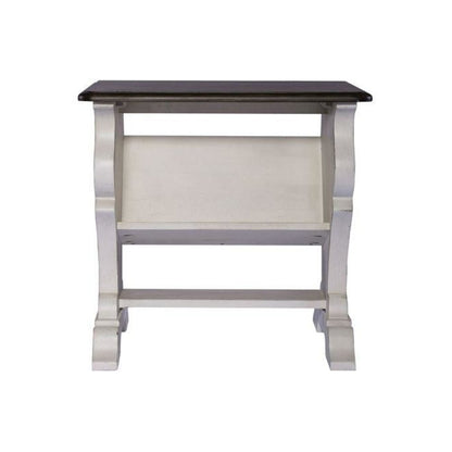 Library Chair Side Table in Porcelain White Finish w/ Churchill Brown Tops