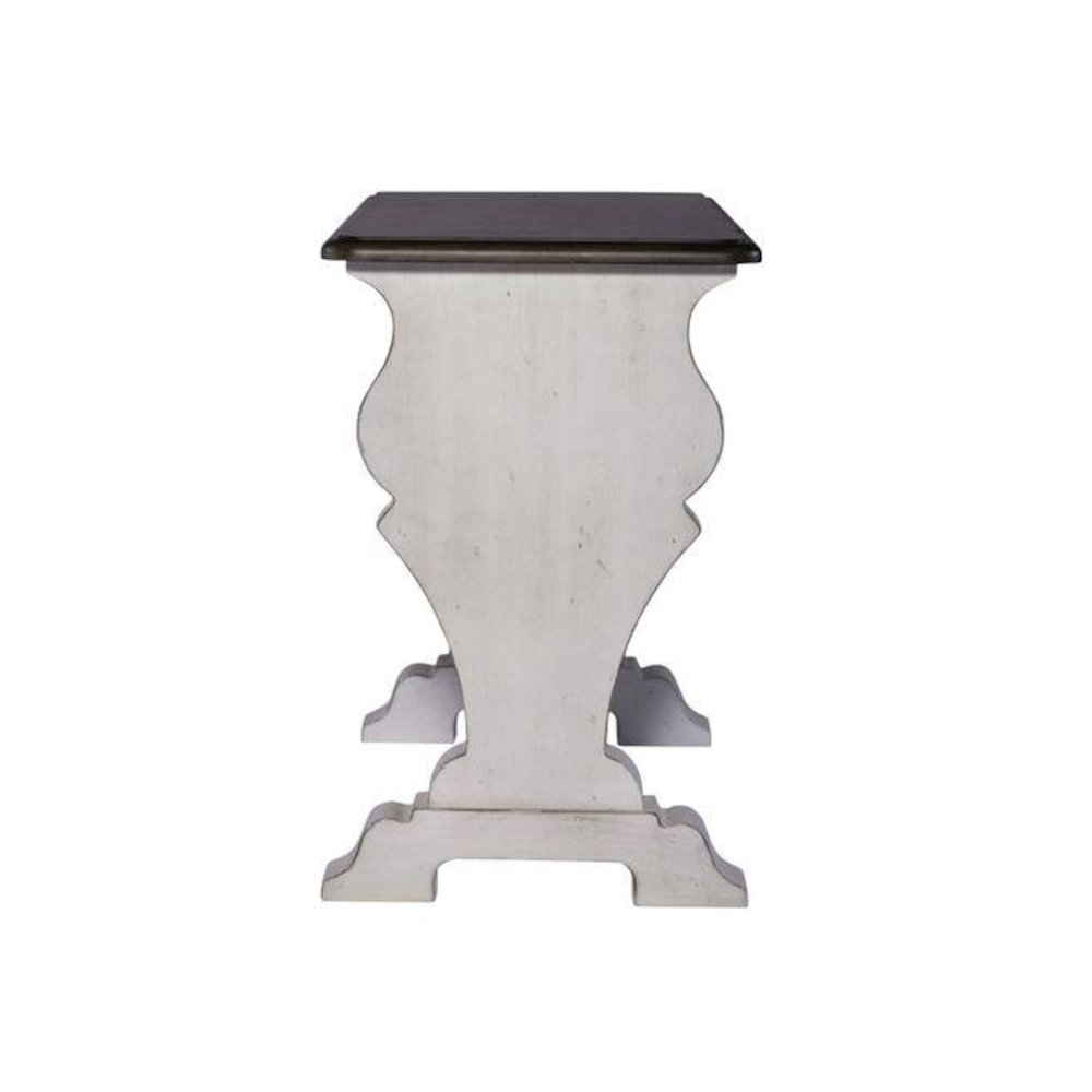 Library Chair Side Table in Porcelain White Finish w/ Churchill Brown Tops
