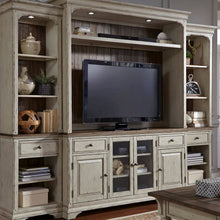 Entertainment Center Antique White w/ Wirebrushed Tobacco Accents