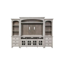 Heartland Entertainment Center with Piers in Antique White w/ Tobacco Top