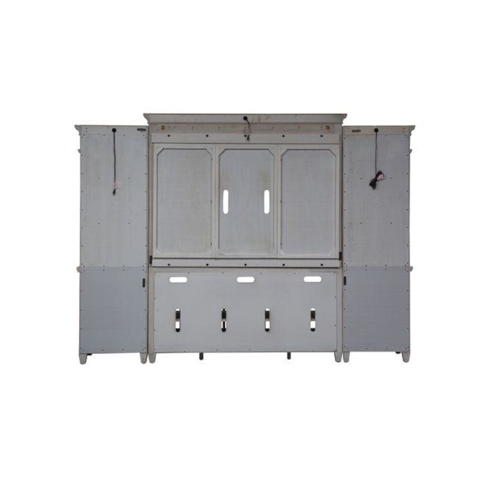 Heartland Entertainment Center with Piers in Antique White w/ Tobacco Top