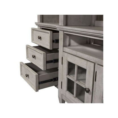 Heartland Entertainment Center in Antique White w/ Tobacco Top