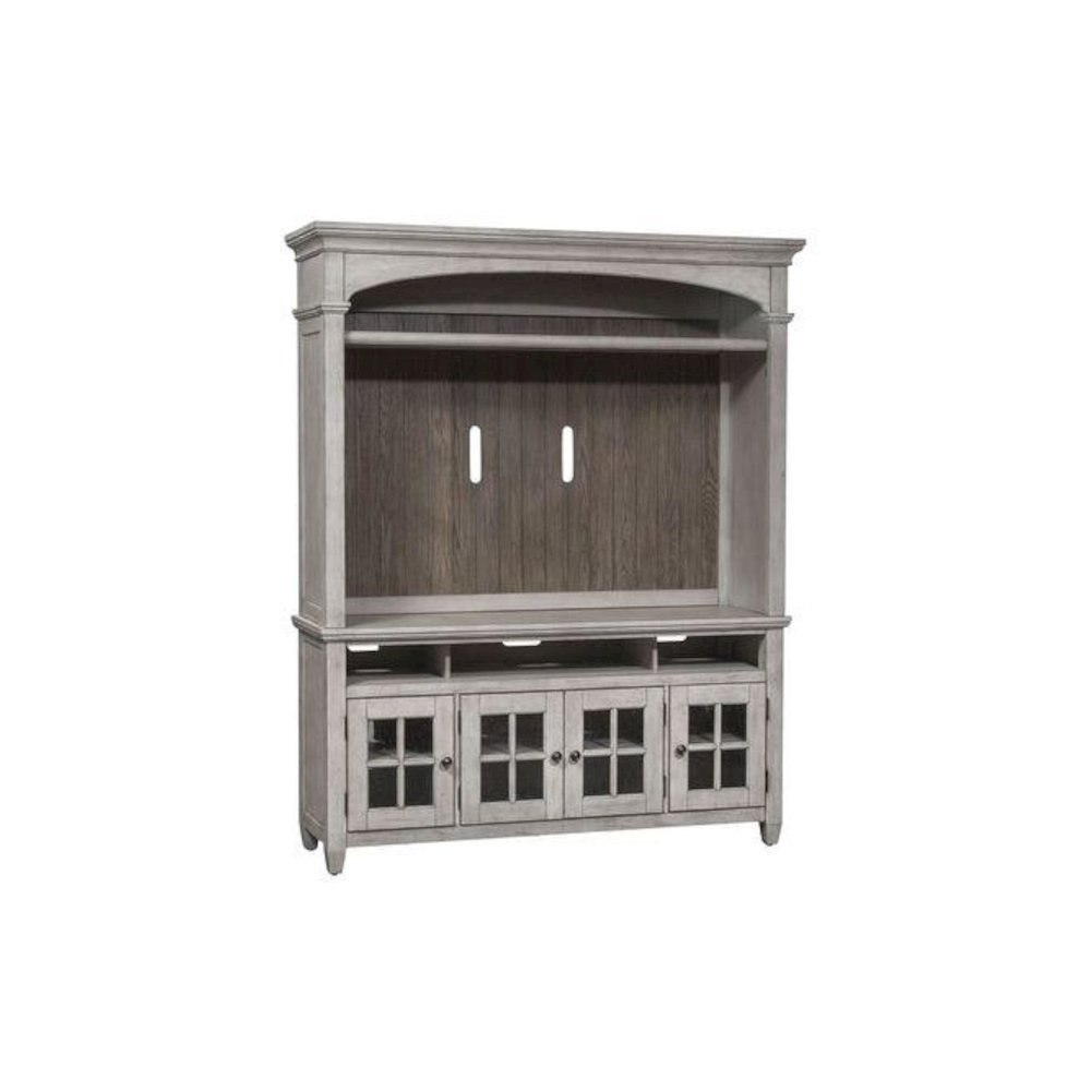 Heartland Entertainment Center in Antique White w/ Tobacco Top