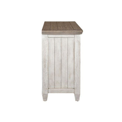 Heartland 56 Inch Tile TV Console in Antique White w/ Tobacco Top