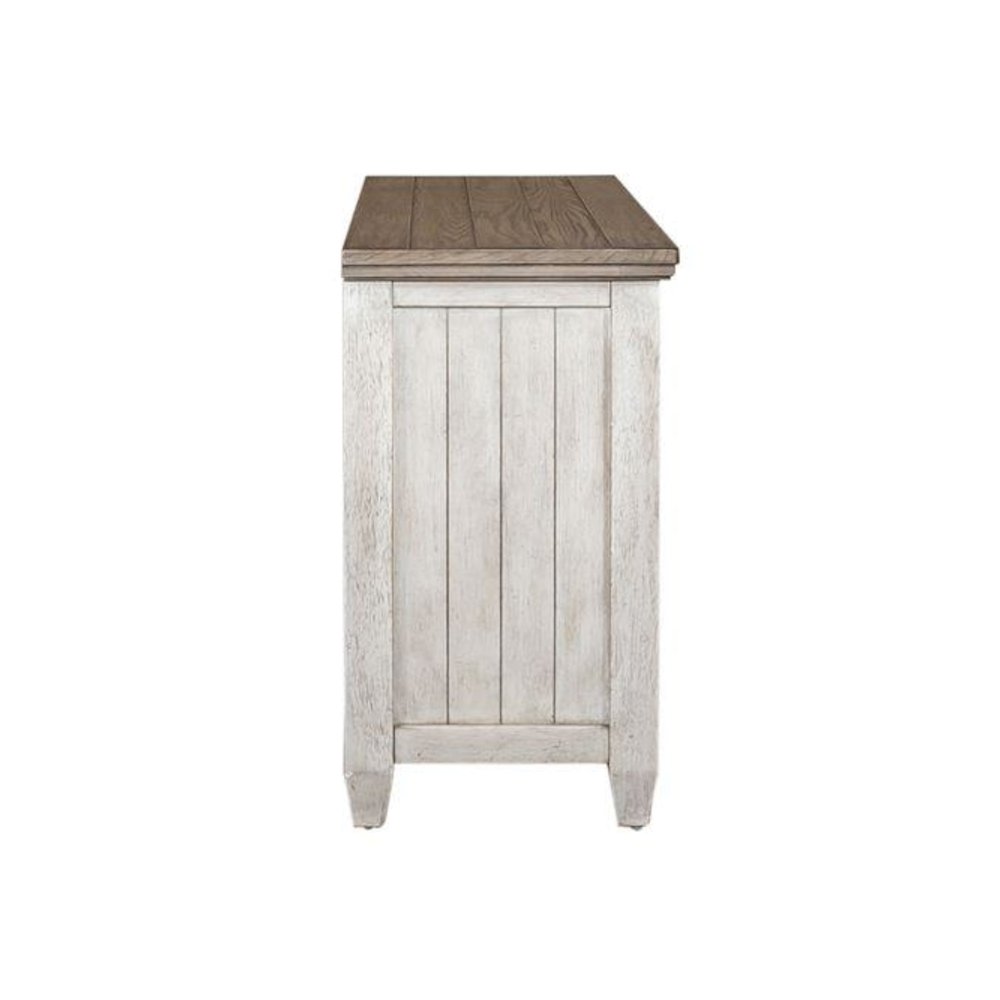 Heartland 56 Inch Tile TV Console in Antique White w/ Tobacco Top