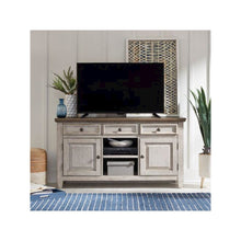 Heartland 56 Inch Tile TV Console in Antique White w/ Tobacco Top