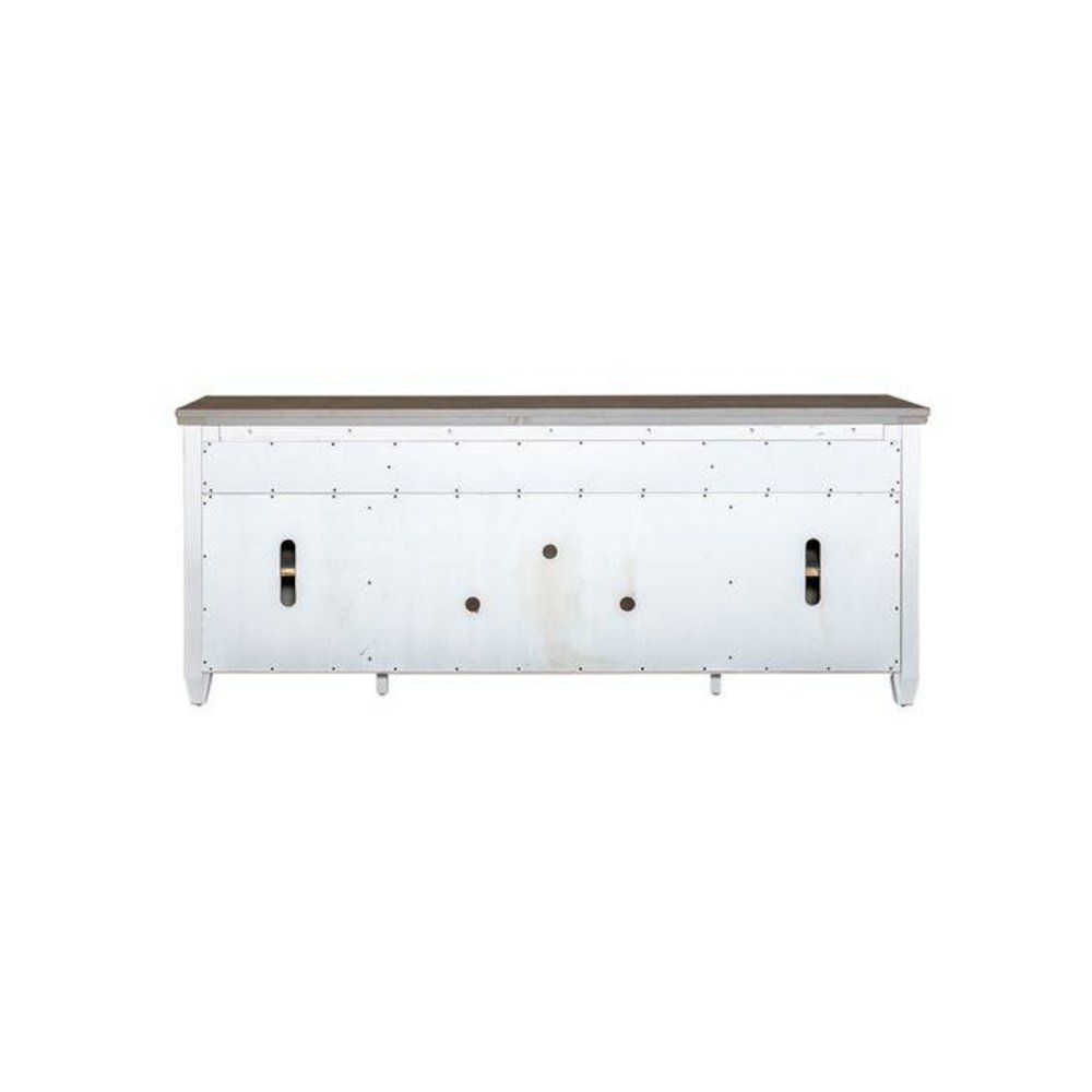 Heartland 76 Inch Tile TV Console in Antique White w/ Tobacco Top