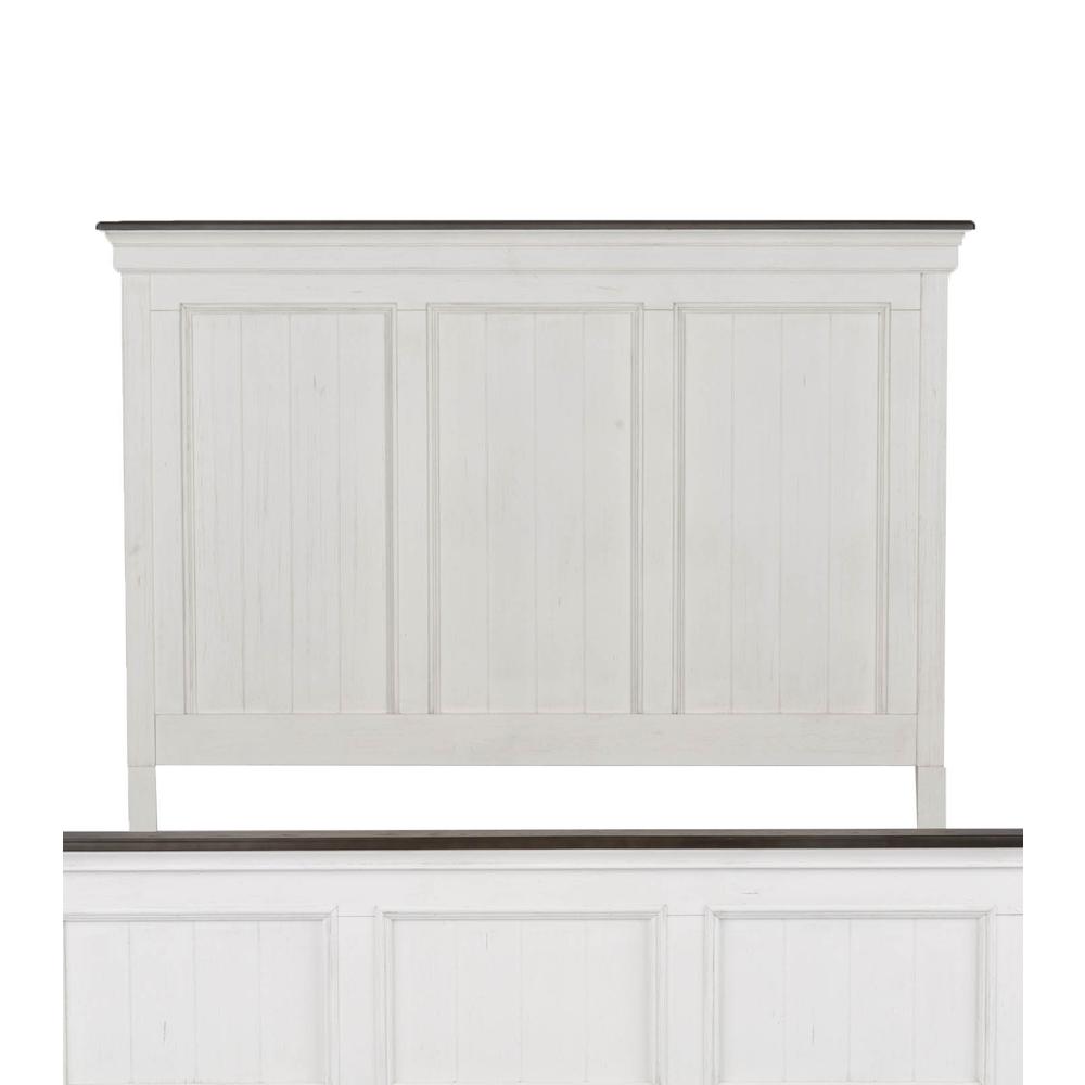 Allyson Park Queen Panel Headboard in Wirebrushed White w/ Charcoal Top