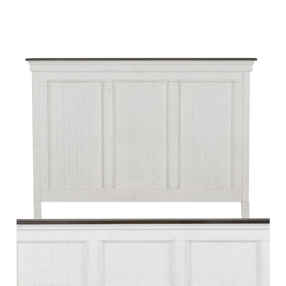 Allyson Park Queen Panel Headboard in Wirebrushed White w/ Charcoal Top